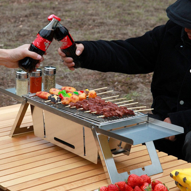 Elevate Your BBQ Experience with Our Thickened Foldable Stainless Steel BBQ Grill